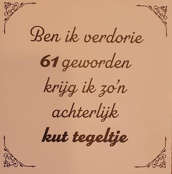 Tegeltje 61 jaar