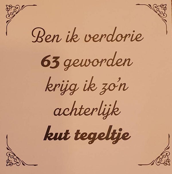 Tegeltje 63 jaar