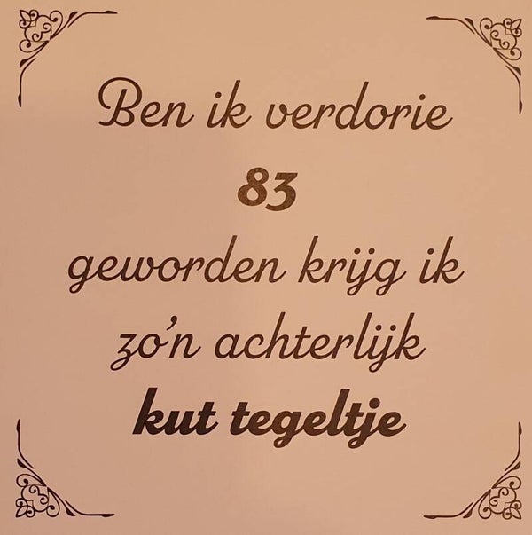 Tegeltje 83 jaar