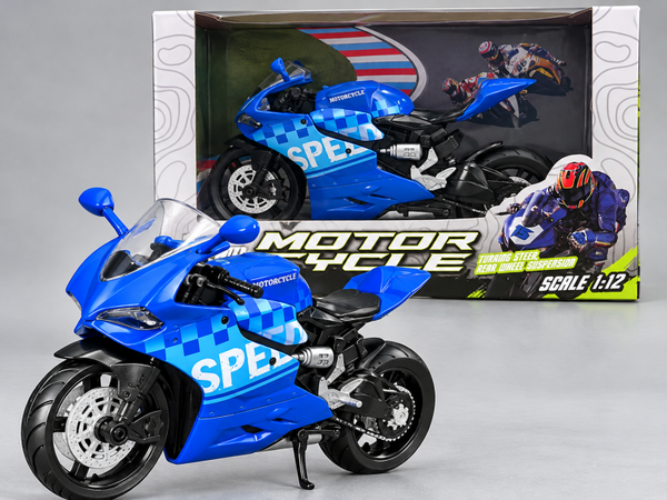 Racemotor blauw