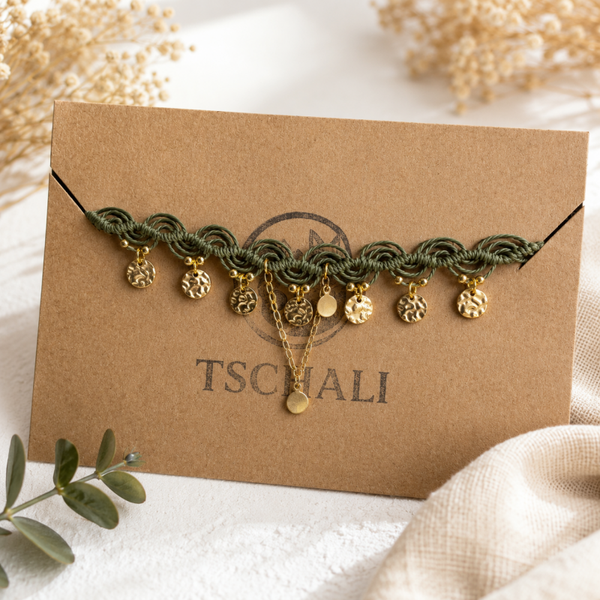 Handgeknüpfter Makramee-Schmuck mit Edelstahl-Details ✨