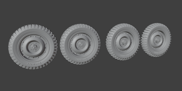 Set roues jeep Willys / wheels set jeep Willys  (revell)