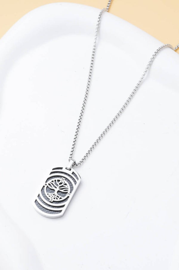 Collier homme pendentif arbre de vie en acier inoxydable  chaîne 55 cm