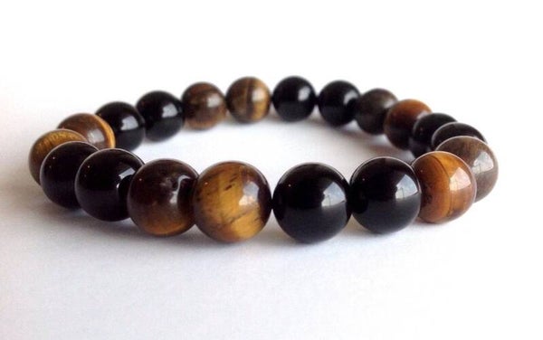 Triple Threat - Onyx, Tourmaline and Tigereye Bracelet