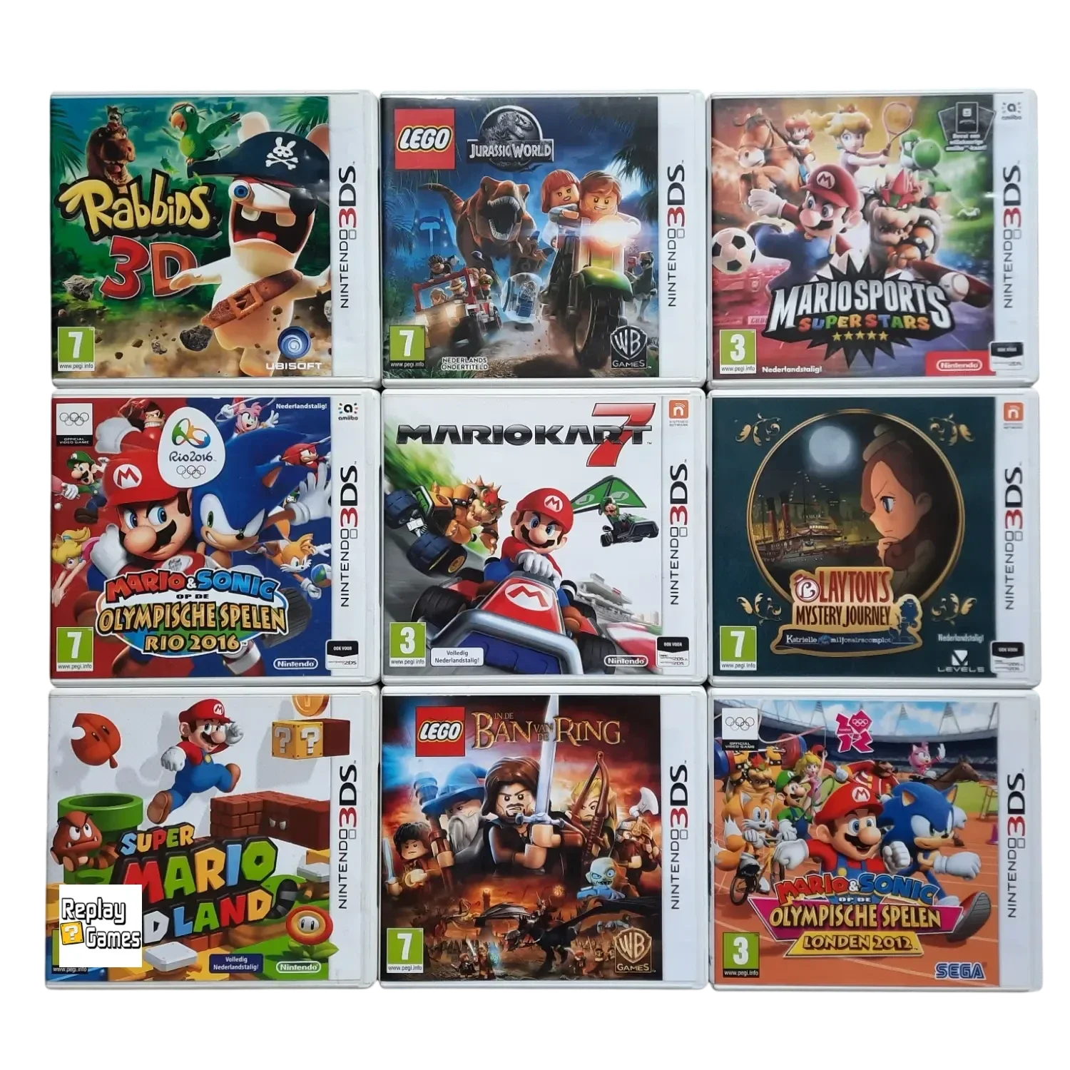 Nintendo 3DS games categorie met populaire spellen zoals Mario Kart, Super Mario en LEGO games bij Replay Games