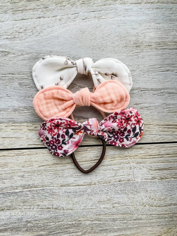 Setje van 3 haarstrikjes met elastiek.