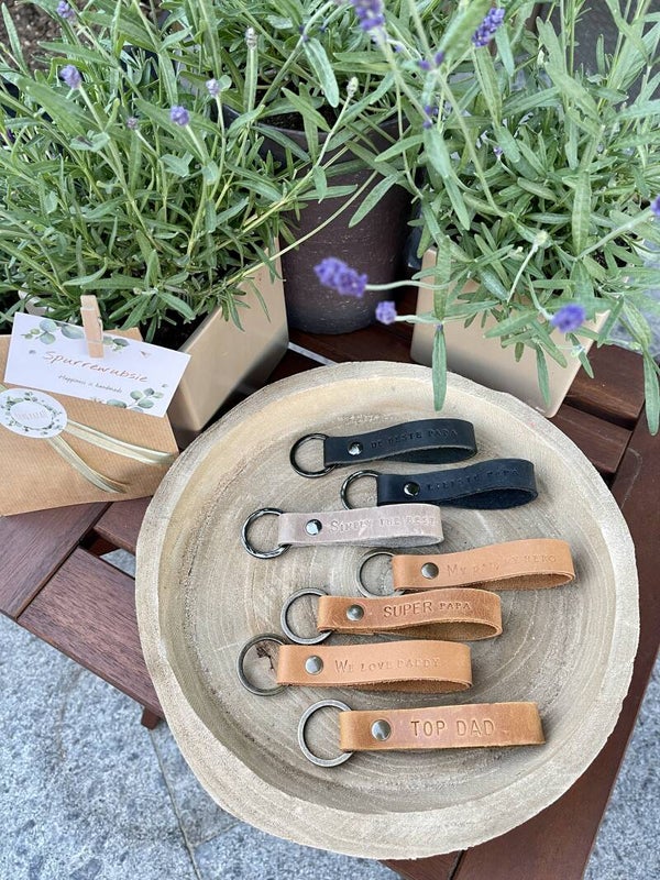 Gepersonaliseerde lederen sleutelhanger