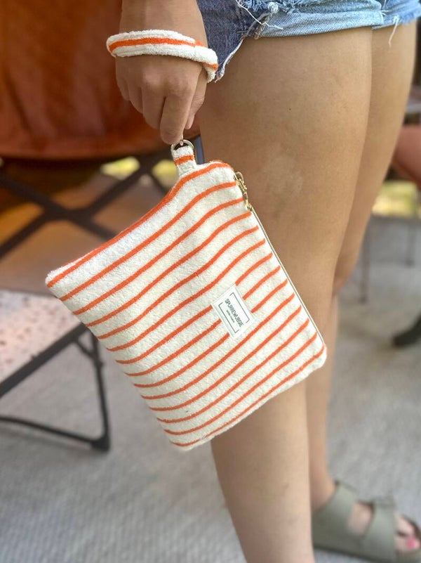 Céleste pouch PRE-ORDER * Oranje gestreepte badstof *