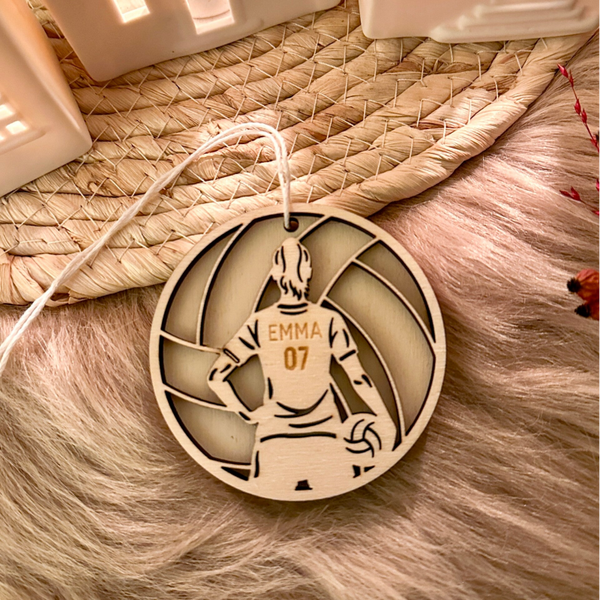Gepersonaliseerde houten kerstbal - volleybal - 'Emma'