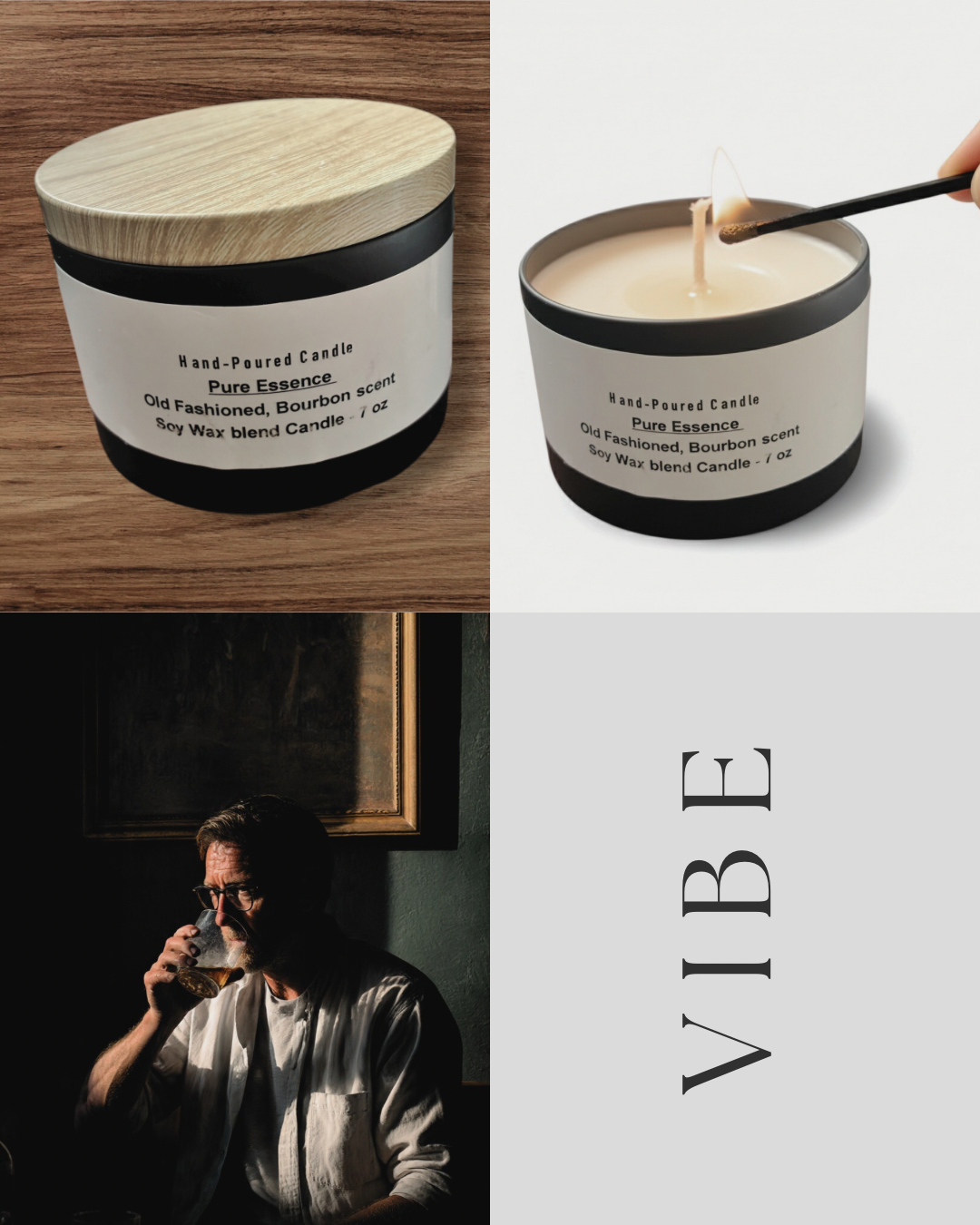 Bourbon Scent Candle (7 oz) | Organic Wax & Flame-Free Option – Eternal Candle