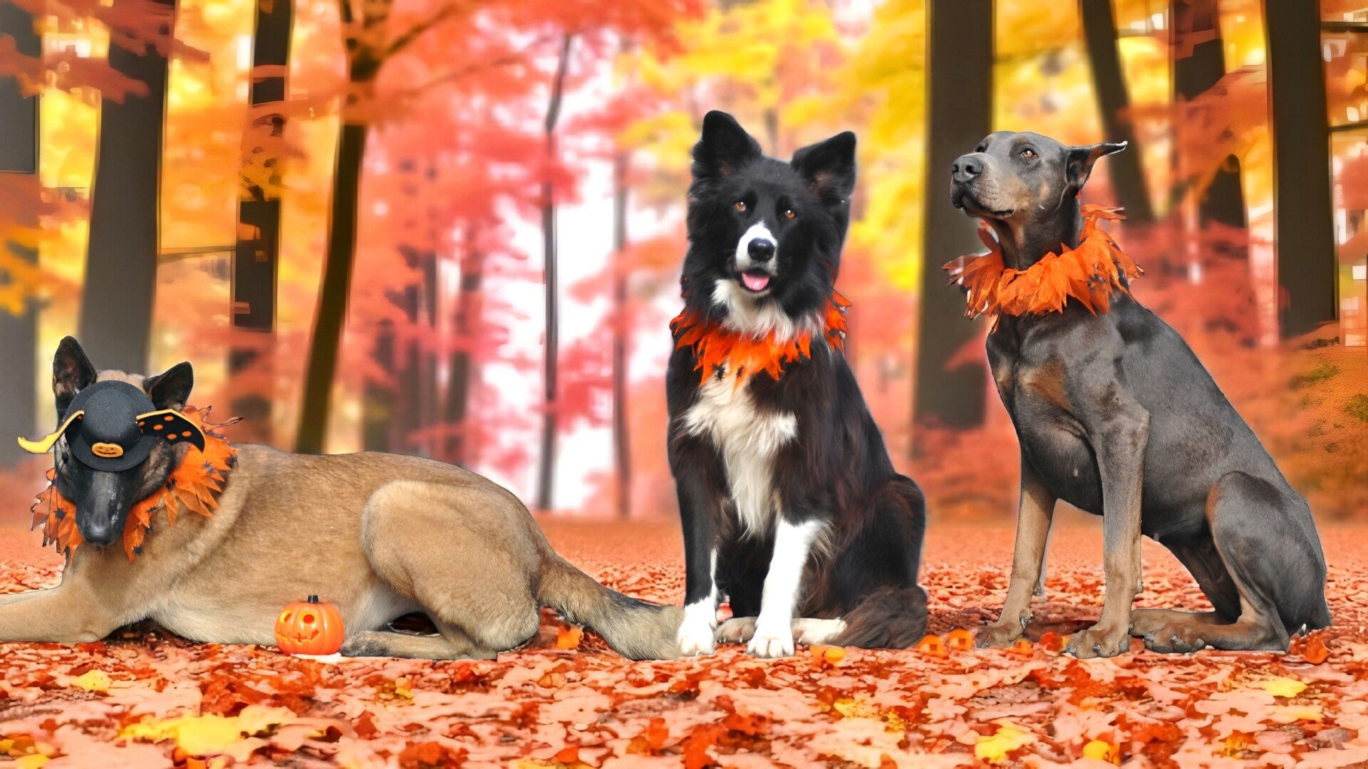Les chiens fêtent Hallowen