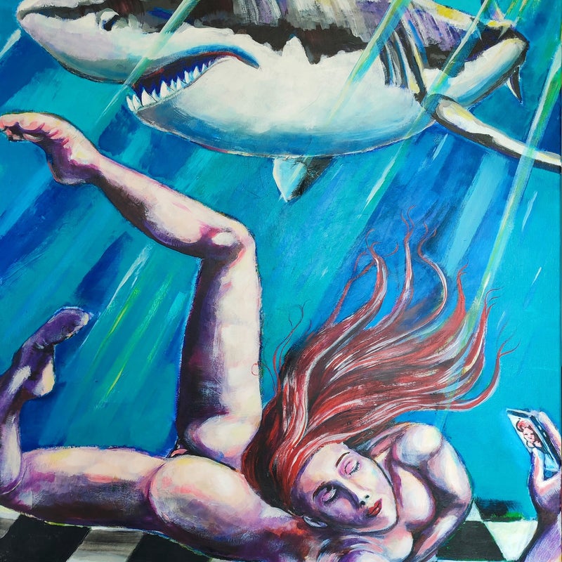 "selfie time" 80x100cm Acryl auf Leinwand