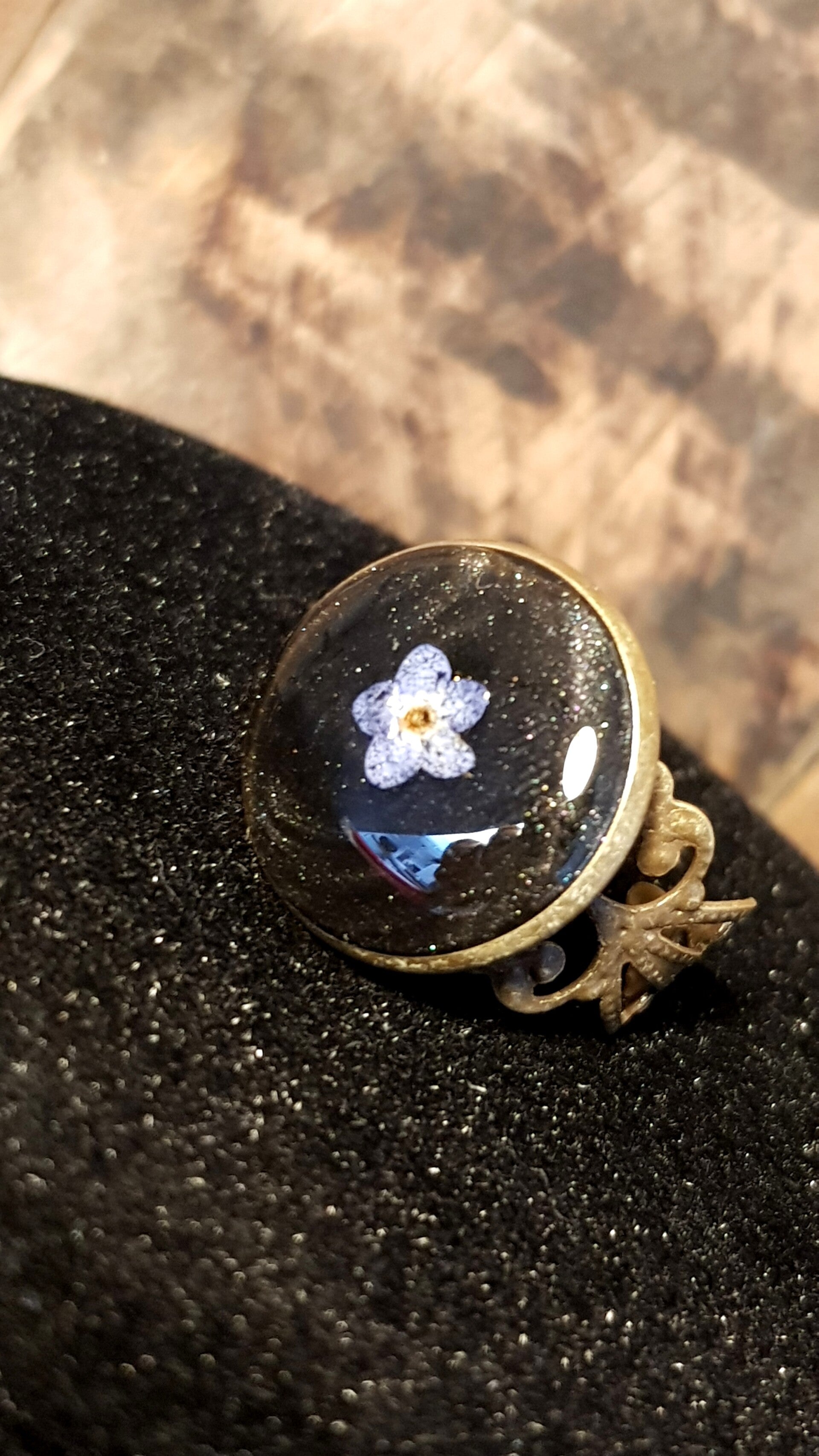 Ring Verstelbaar Antiek Look Vergeet me niet Black