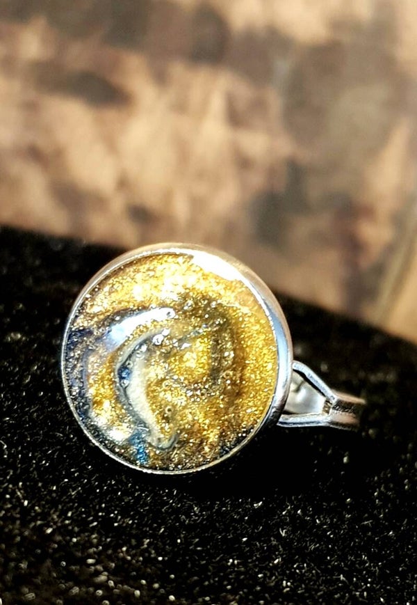 Ring Verstelbaar Galaxy Gold Black White