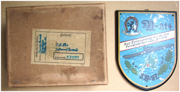 Grouping WW2 Kriegsmarine U-Boat U-214 / Konvolut Kriegsmarine U-Boot 2WK