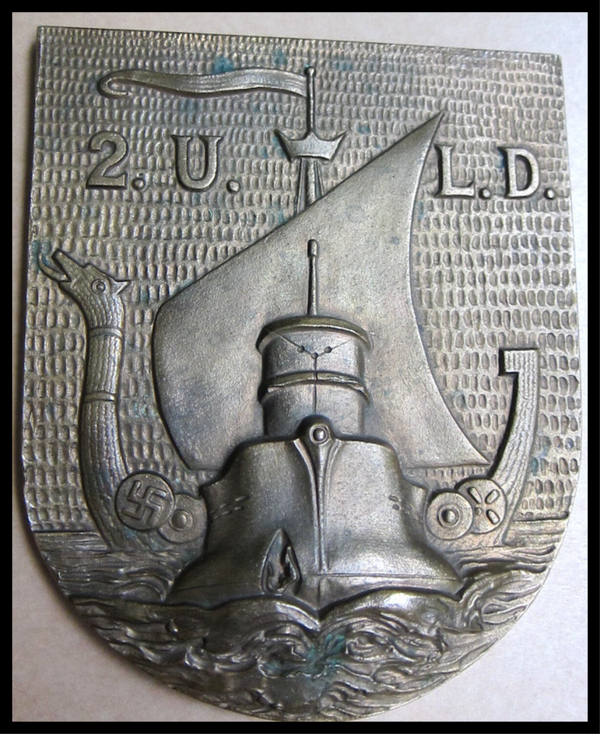 Bronze Kriegsmarine U-Boat Plaque 2nd ULD (2. Unterseeboots-Lehrdivision) WW2 2WK
