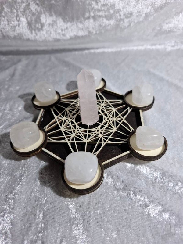 Support petit modèle Métatron cristal bois foncé