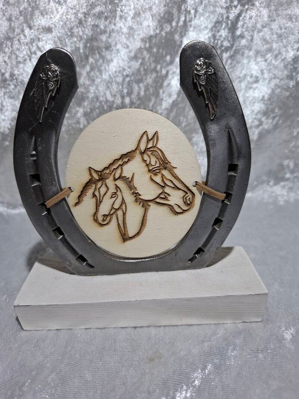 Fer sur socle gravure cheval