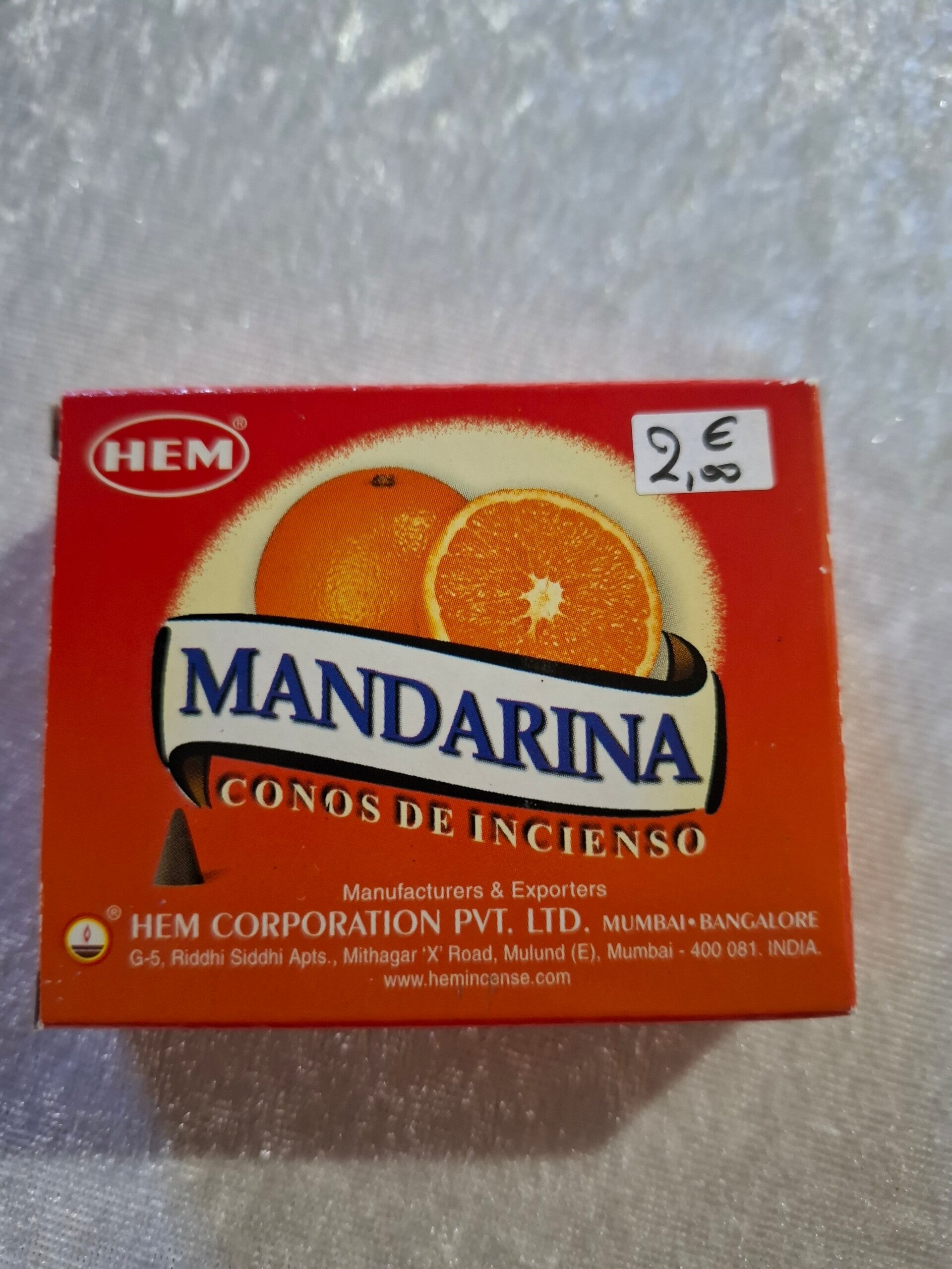 Boite encens cônes mandarine