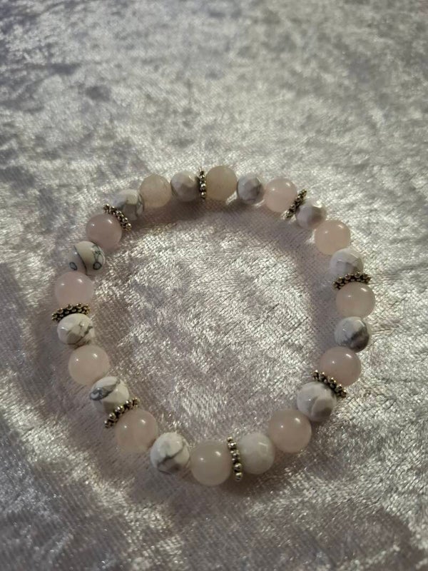 Bracelet quartz rose et howlite