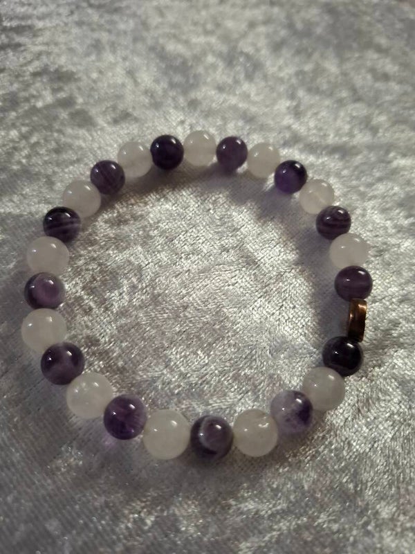 Bracelet améthyste et quartz rose