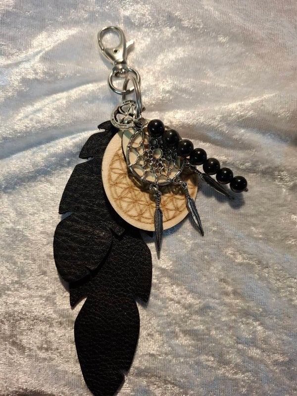 Porte clé protection obsidienne oeil céleste