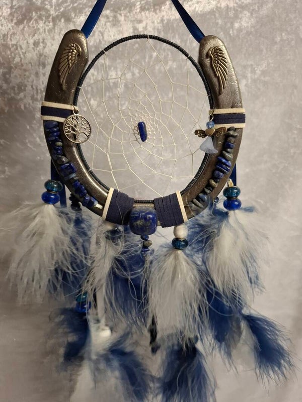 Attrape rêves fer a cheval protection lapis lazuli