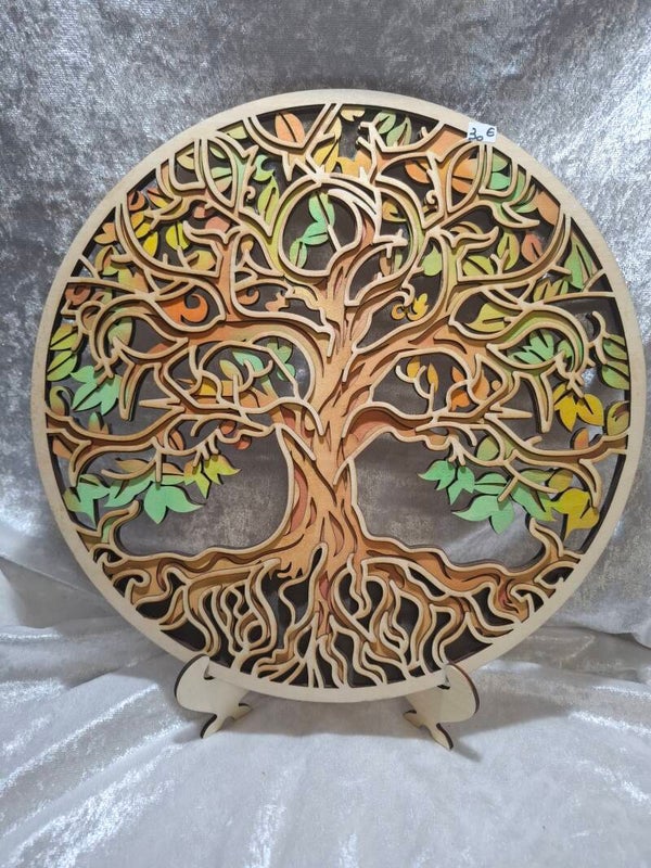 Cadre rond arbre de vie en couleur