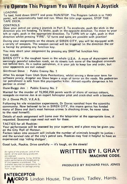 Siren City - Commodore 64
