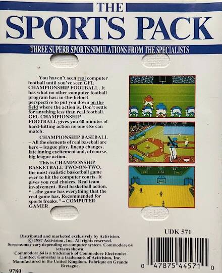 The Sports Pack - Gamestar - Commodore 64