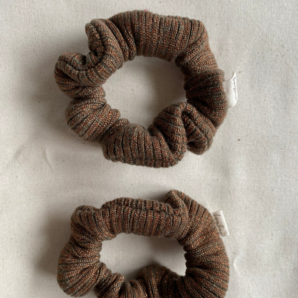 Kaschmir Scrunchie Ripp-Muster - Forest