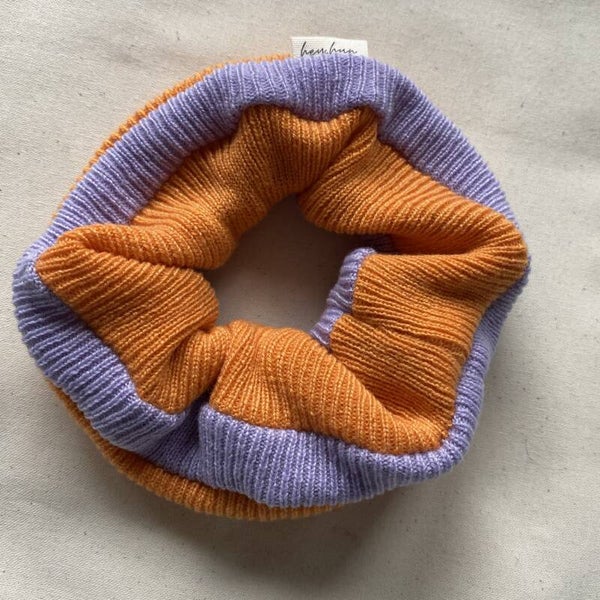 Kaschmir Scrunchie XXL - Flieder / Orange