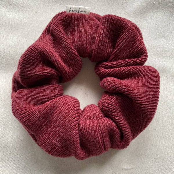 Kaschmir Scrunchie XXL Ripp-Muster - Bordeaux