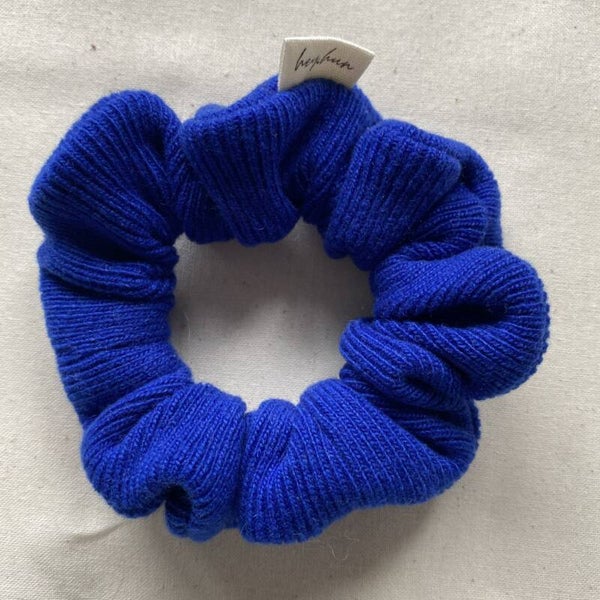 Kaschmir Scrunchie Ripp-Muster - Royalblau