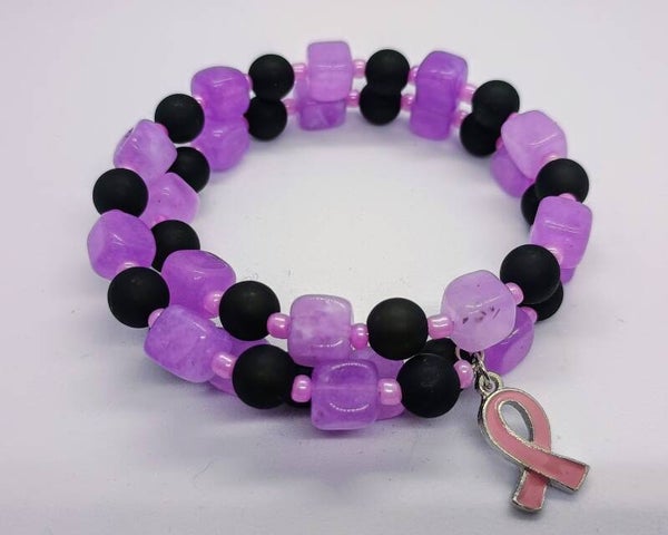 Pink Ribbon Bracelet Amethist