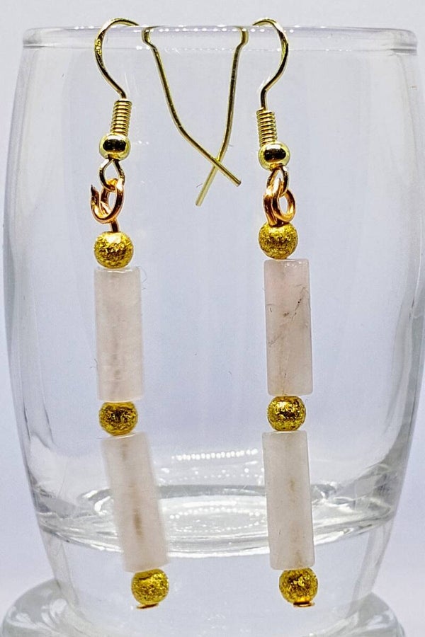 Pink Ribbon Rozenkwarts Oorhangers