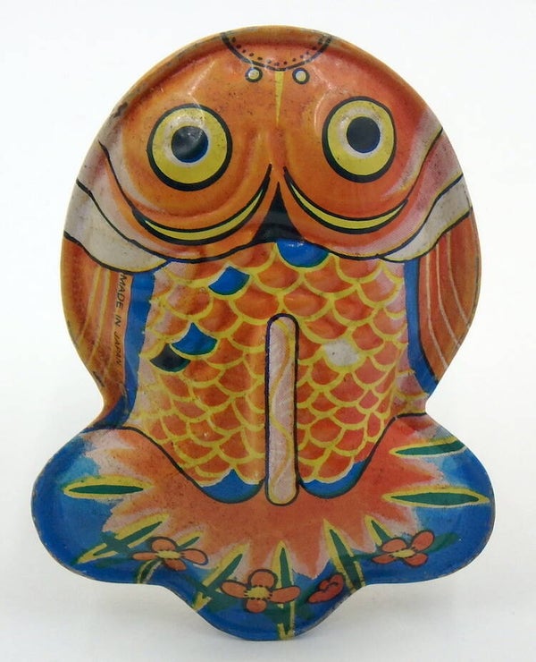 Small 1950's Vintage Japanese Tin Fish - Flowers on Tail- #20B