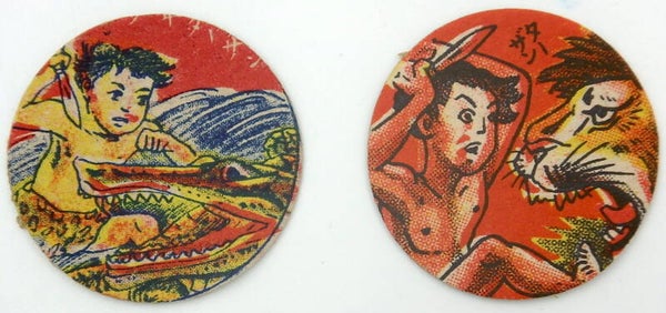 Pair of Vintage Japanese Tiny Young Tarzan Menko