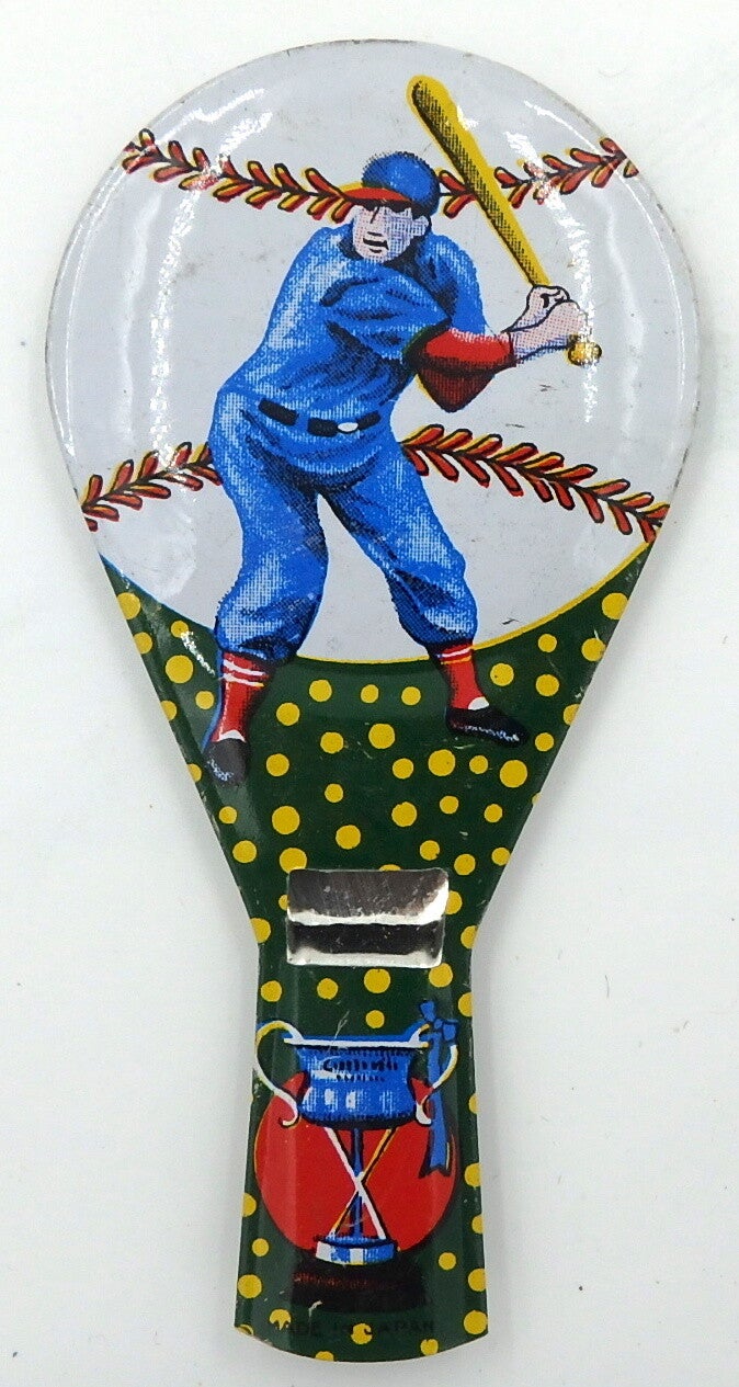 Vintage Japanese Tin Baseball Whistle - Baseball Batter