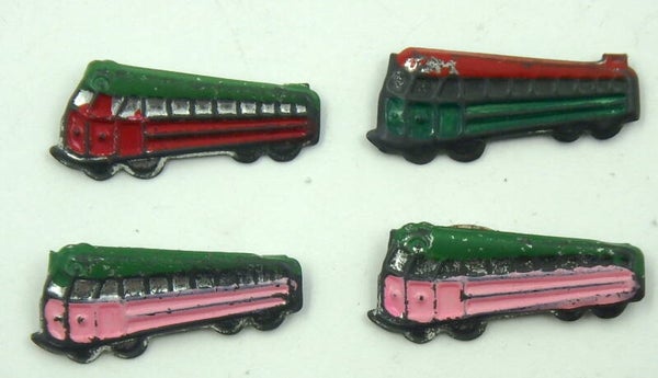 4 Trolley Bus Novelty Pins -Prize Toy From 1950's Punch Board -Vintage Japanese