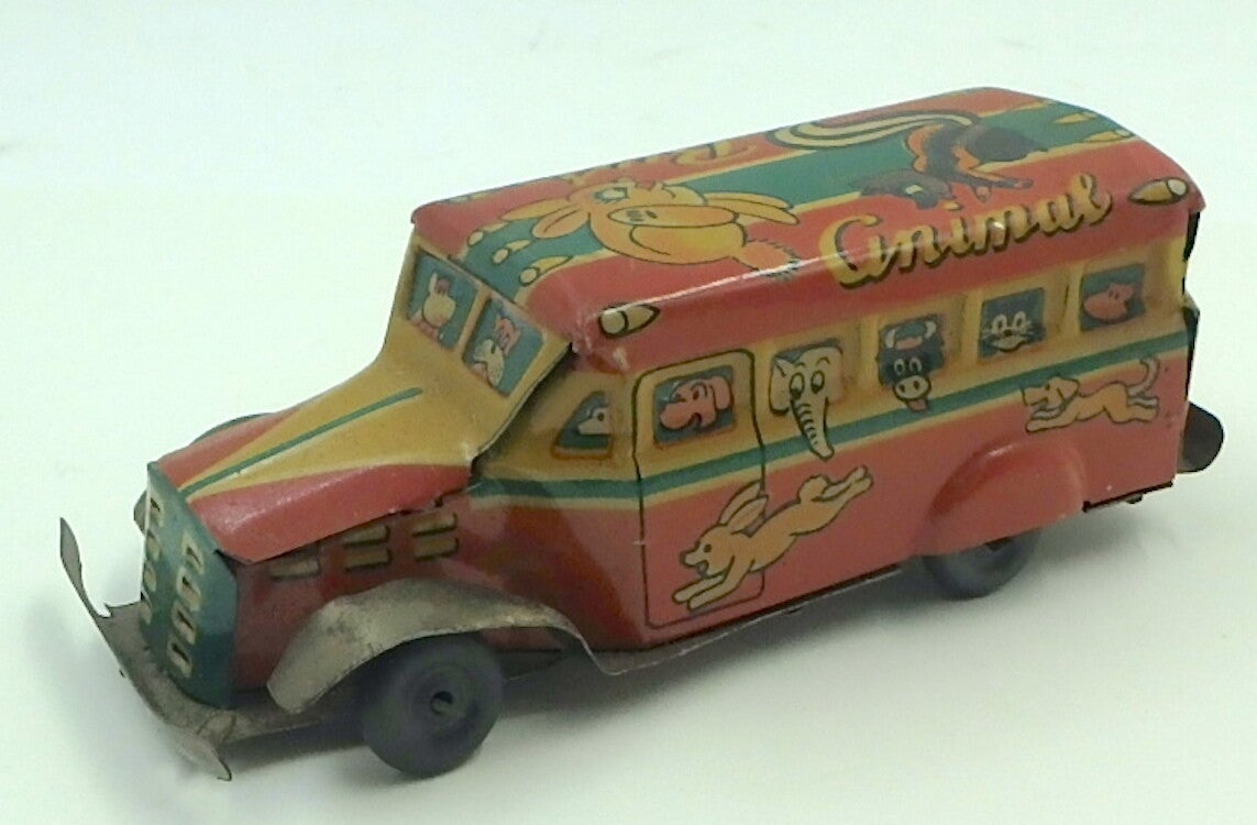 Fabulous 1950's Japanese Tin Penny Toy Bonnet Front Animal Bus