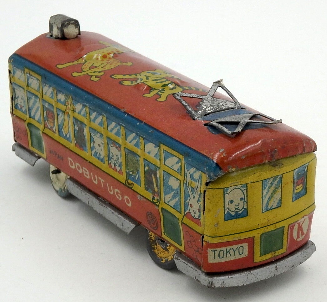 Pre War Japanese Penny Toy Trolley- Dobutugo- Animal Passengers