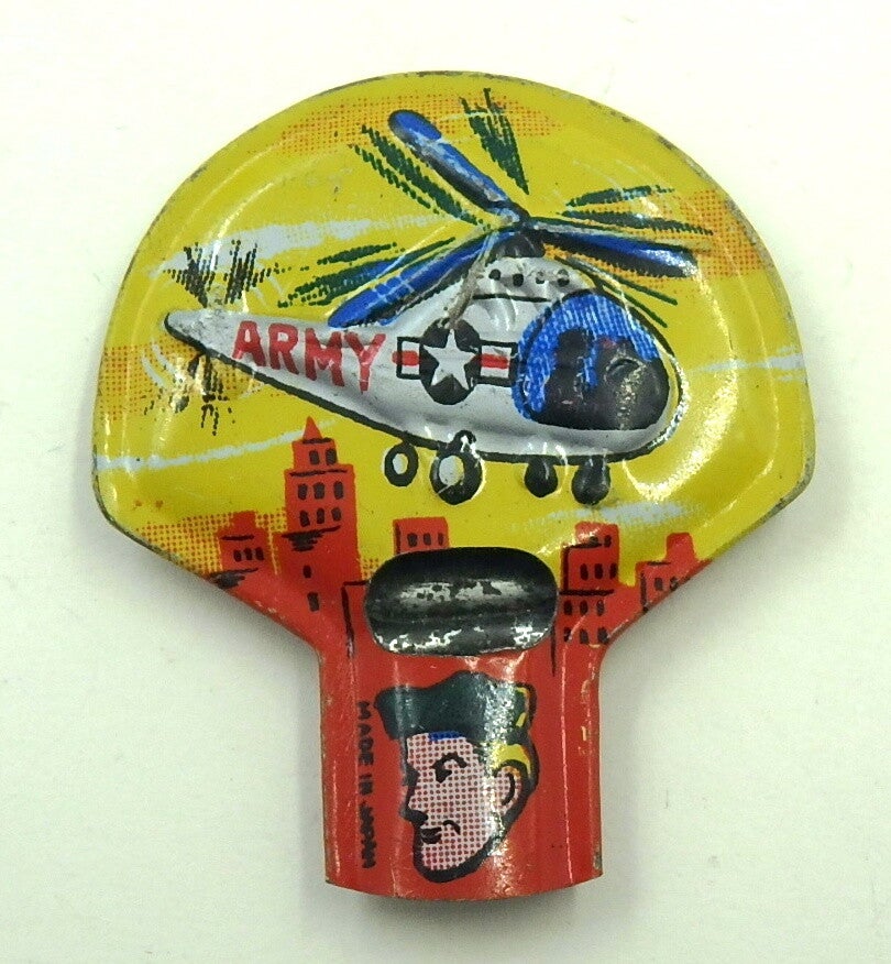 Small Vintage Japanese Tin Whistle - Army Helicopter