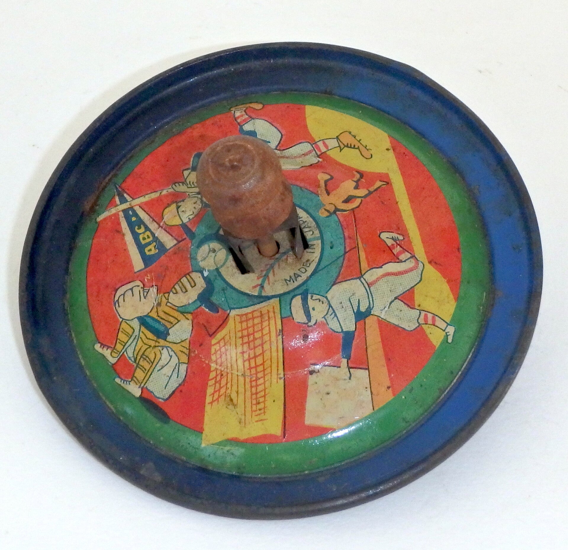 Early Post War Japanese Tin Top, Blue - Baseball