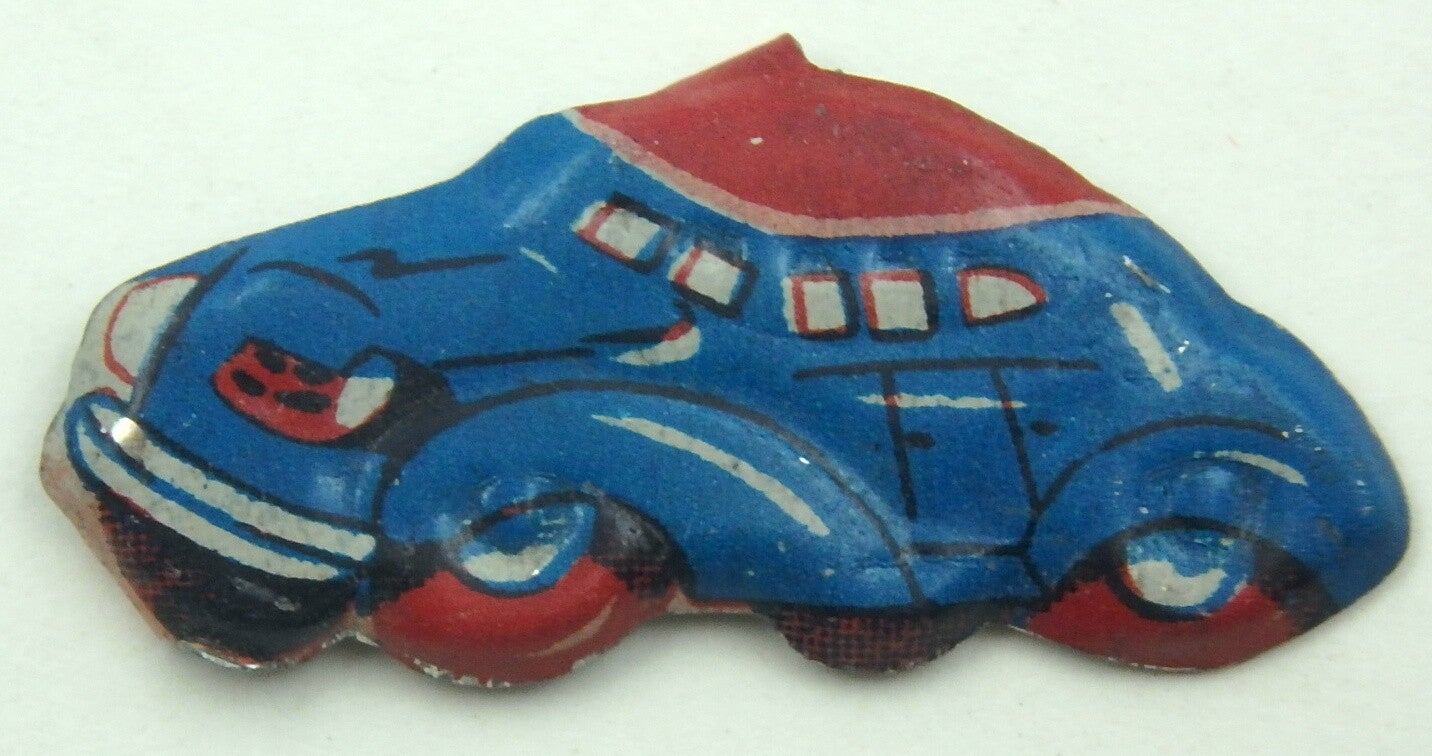 Early Japanese Novelty Pin- Blue Tin Car- Prize in 1950's Punch Board