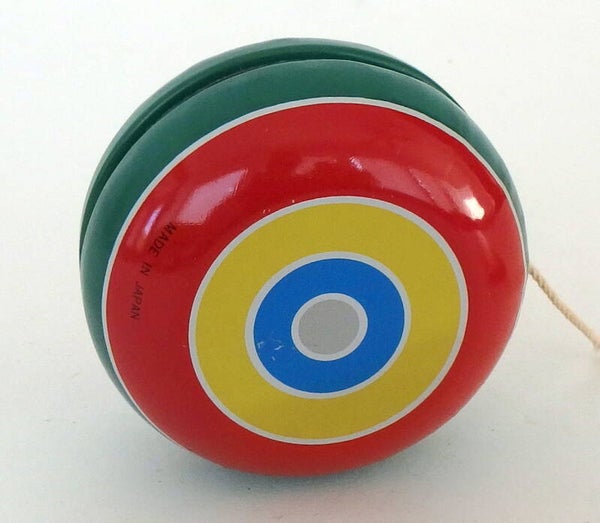 Vintage Tin Japanese Yo Yo, Double Sided Bullseye or Target Pattern