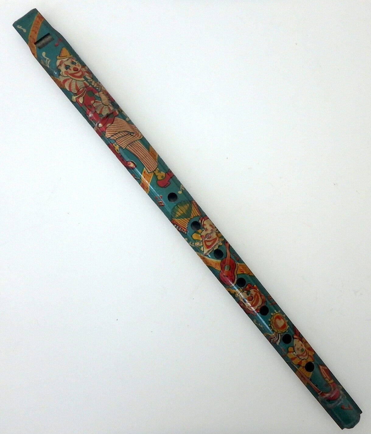 Pre-War Japanese Tin Flute Whistle -Clowns and Musical Instruments
