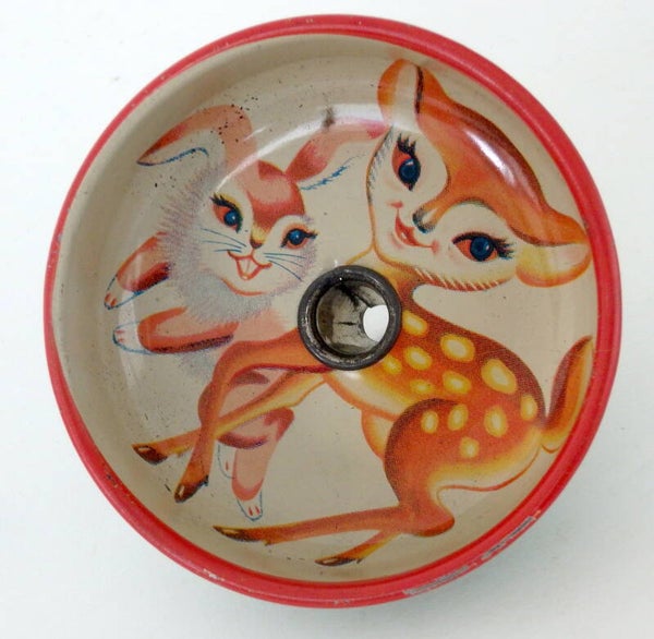 Vintage JapaneseTin Funnel- Deer and Rabbit (Bambi and Thumper Look-A-Likes)