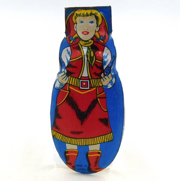 50's-60's Tin Japanese Clicker- Cowgirl
