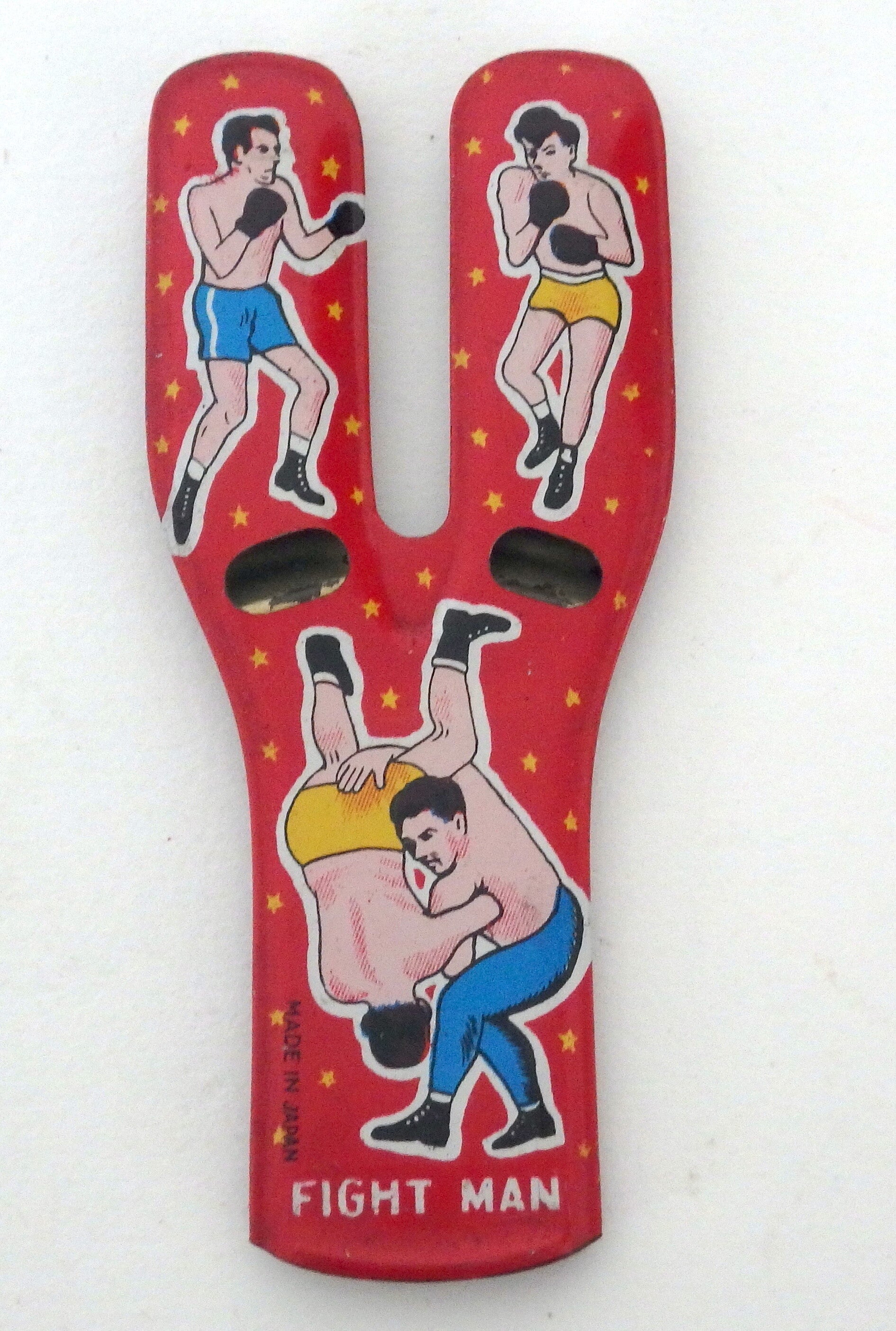 Vintage Japanese Tin Y Shape Whistle- Fight Man, Boxers and Wrestlers